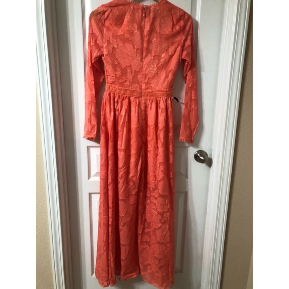 BEBE Coral Orange Jaquard Maxi Dress - Picture 6 of 6
